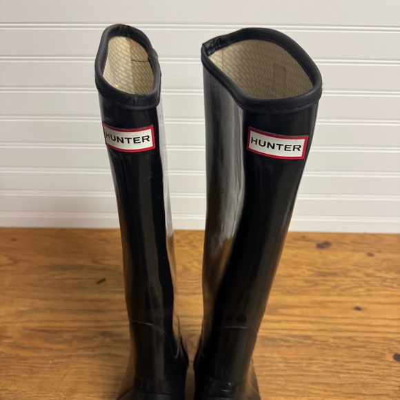 Hunter Original Tall Gloss Rain Boots Black Womens 6 EU 37 Waterproof Rubber - Picture 5 of 12